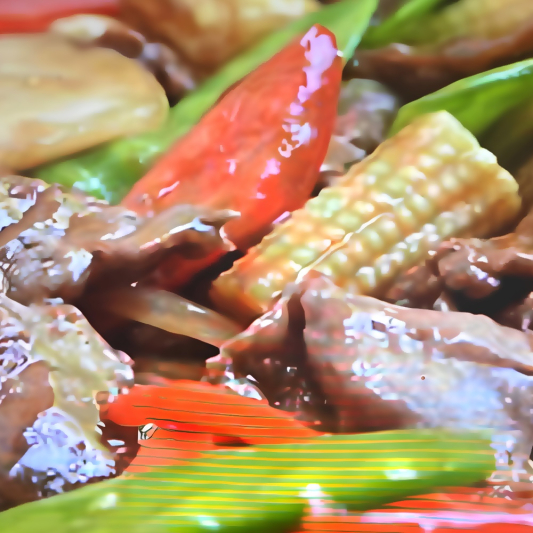 Beef with Mushrooms and Baby Corn