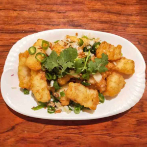 Fried Giant Flounder Cutlet with Spicy Salt