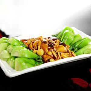 Braised Mustard Greens with Mushrooms