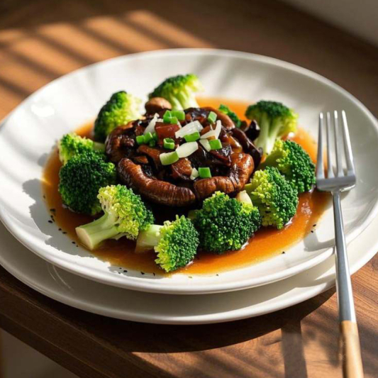 Braised Bailing Mushrooms with Broccoli