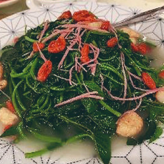 B9. Superior Broth with Wolfberries and Chinese Vegetables 上湯杞子蒔苗尖 