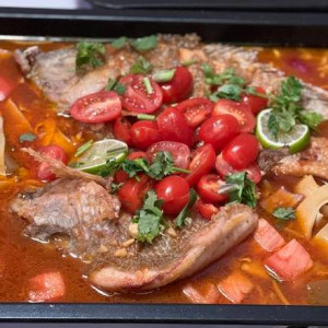 Grilled Fish with Egg and Tomatoes (番茄煎蛋烤鱼)