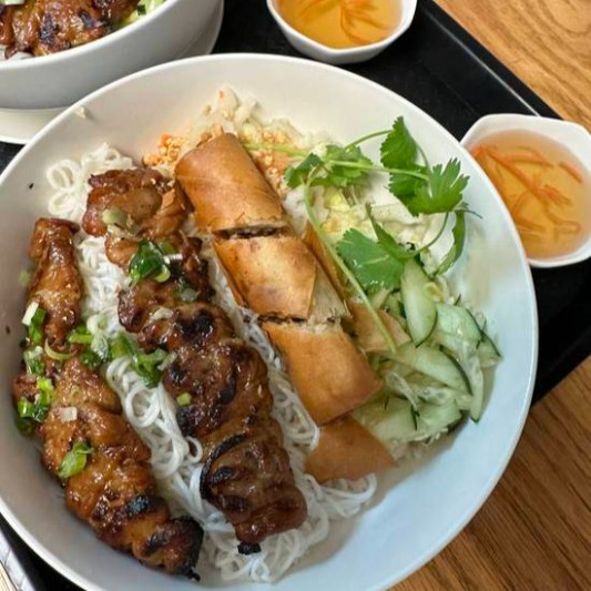 V9. Grilled Pork and Egg Rolls