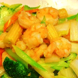 Prawns with Vegetables 素菜虾