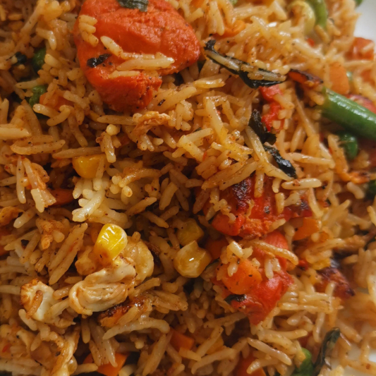 Chicken Tikka Fried Rice with Egg