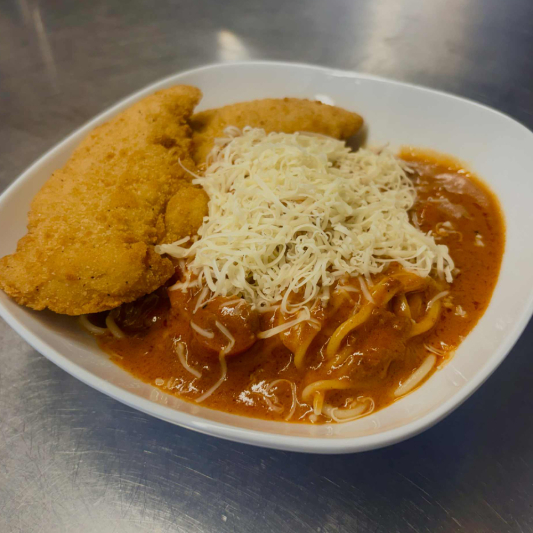 1. Filipino Spaghetti & Chicken Tenders