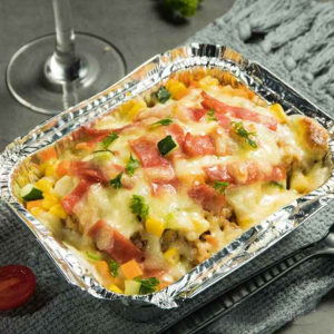 R12. Baked Ham & Chicken over Rice