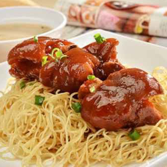 Pork Hock Lo Mein and Iced Homemade Soy Milk