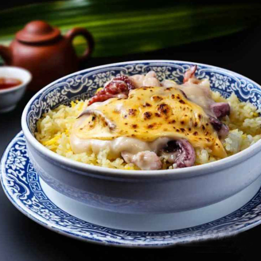 R8. Baked Seafood over Rice