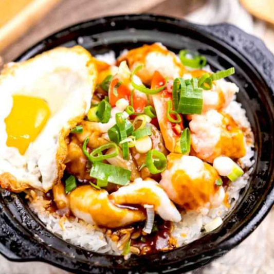 P1. Seafood with Black Bean Sauce Rice Stone Pot