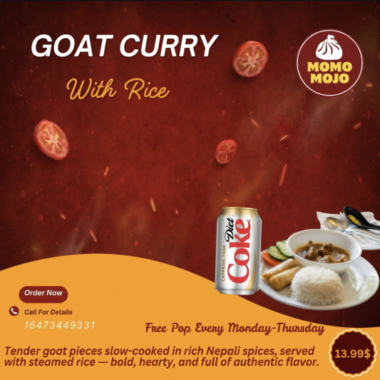 Goat Curry Rice + FREE pop
