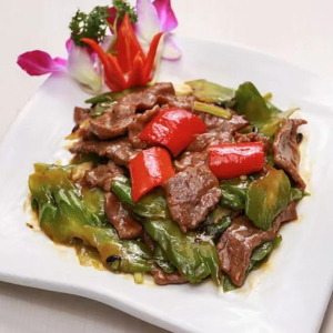 45. Beef with Bitter Melon in Black Bean Sauce 