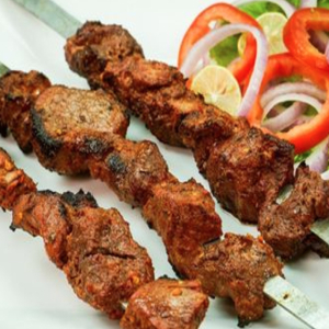 Beef Boti Kebab with Salad and Naan