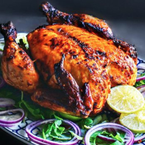 Grilled Tandoori Chicken (Whole) with Salad and Naan