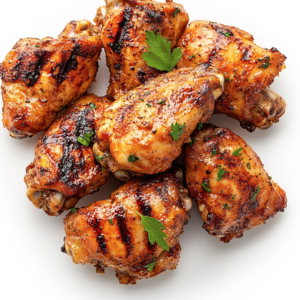 Grilled Chicken Wings with Salad and Naan