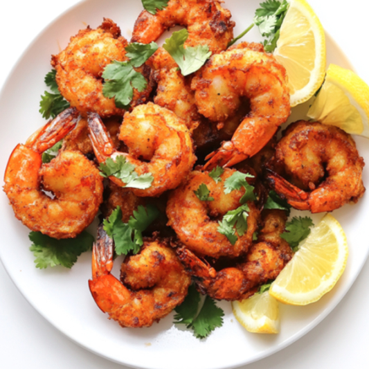 Grilled Shrimp with Salad and Naan