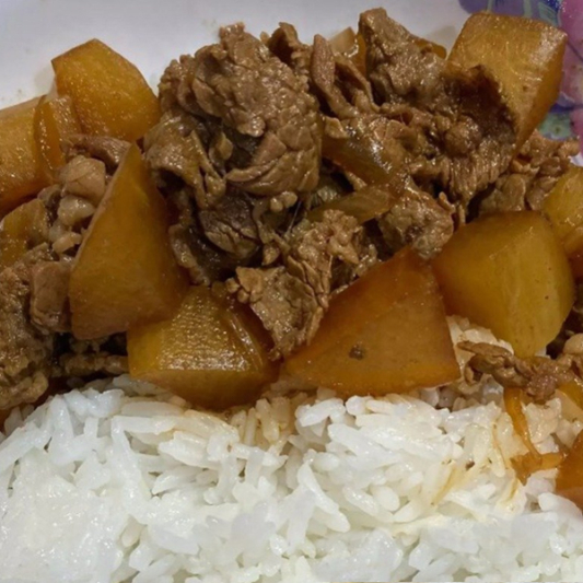 Braised Beef & Radish with Steamed Rice 萝卜炖牛肉饭