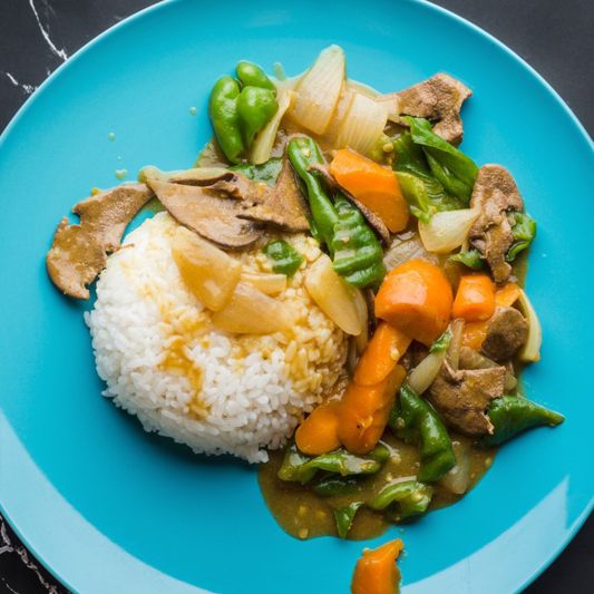 Pepper & Pork Guts with Steamed Rice 尖椒肥肠饭