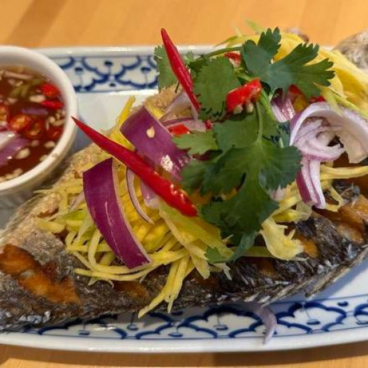 Fried Fish & Mango Salad