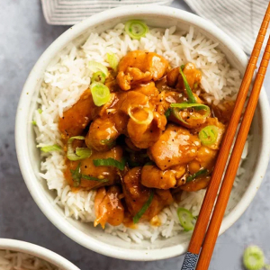 Rice with Orange Chicken