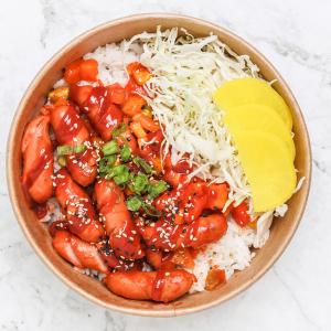 Soya Rice Bowl (Sausage and Stir-Fried Vegetables)