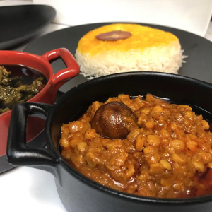 Tahdig with Gheyme Stew ته دیگ با قیمه