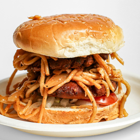 Noodle Burger with Aloo Tikki