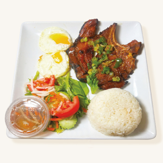 33. Sunny-Side Eggs & Grilled Pork Chops / Cơm Sườn Heo Ốp La