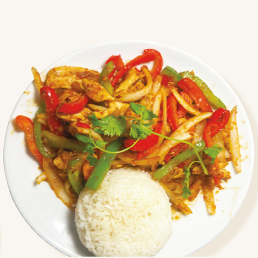 36. Stir-Fried Lemongrass Chicken / Cơm G&agrave; X&agrave;o Sả Ớt