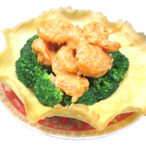 102. Jumbo Shrimp with Cookies Nest Thousand Island Sauce 金盞千島蝦球