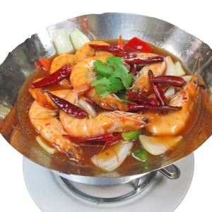 225. Spicy Basil Shrimp in Wok 锅仔九層塔中蝦