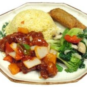275. Egg Roll, Sweet & Sour Pork, Mixed Vegetables & Egg Fried Rice 组合4