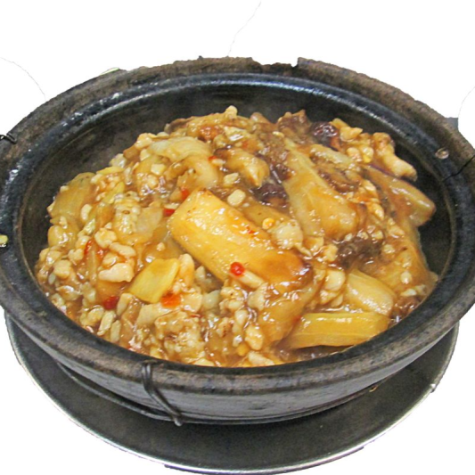 259. Eggplant & Minced Chicken with Spicy Sauce in Hot Pot 魚香茄子煲
