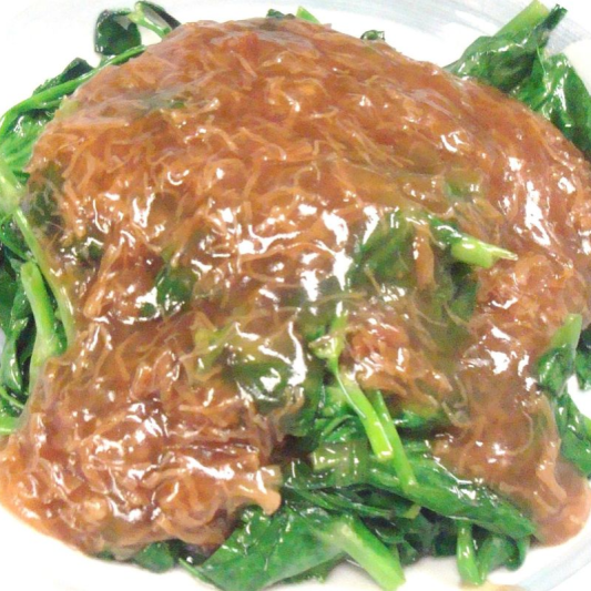 114. Snow Pea Leaves & Dried Scallop with Oyster Sauce 干瑶柱扒豆苗