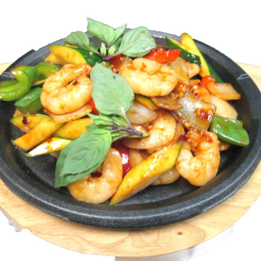 213. Spicy Basil Shrimp 鐵板九層塔蝦仁