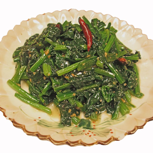 142. Spinach with Black Pepper Garlic Sauce 克椒蒜茸炒菠菜