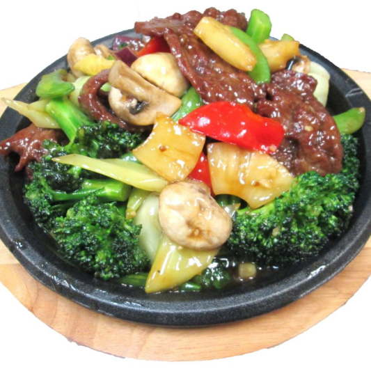 210. Mixed Vegetables & Beef with Teriyaki Sauce 鐵板燒汁什菜牛肉