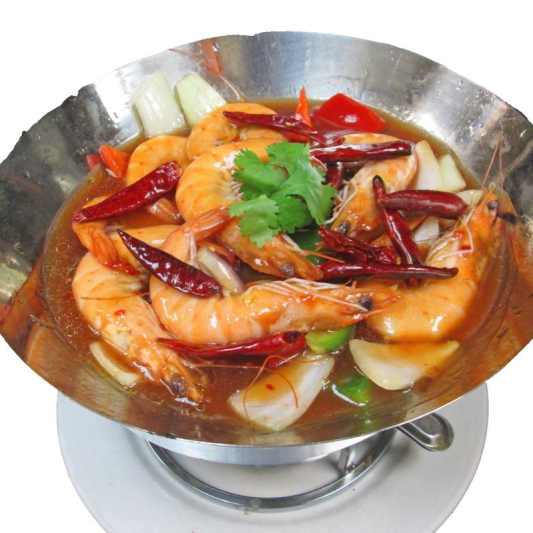 225. Spicy Basil Shrimp in Wok 锅仔九層塔中蝦