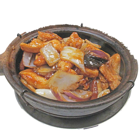 252. Chicken with Chinese Sausage & Bean Sauce in Hot Pot 啫啫雞片煲