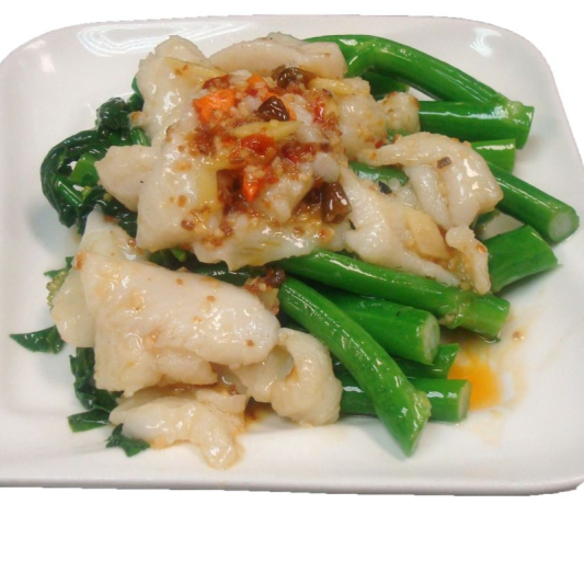 100. Sliced Fish & Chinese Broccoli with XO Sauce 芥兰炒魚片