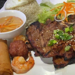 Grilled Pork Chop with Egg Rice Plate