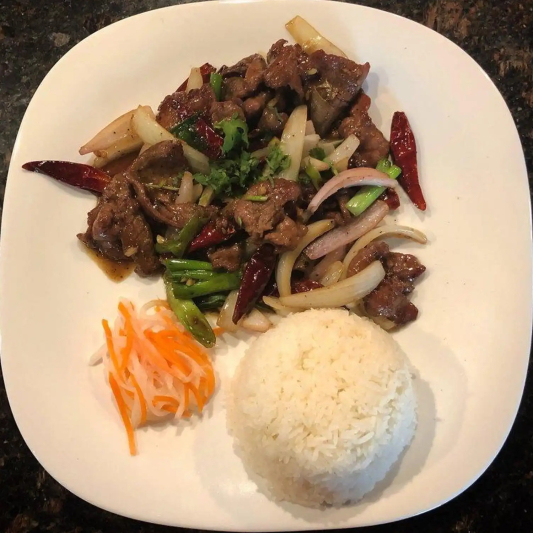 Mongolian Beef Rice Plate