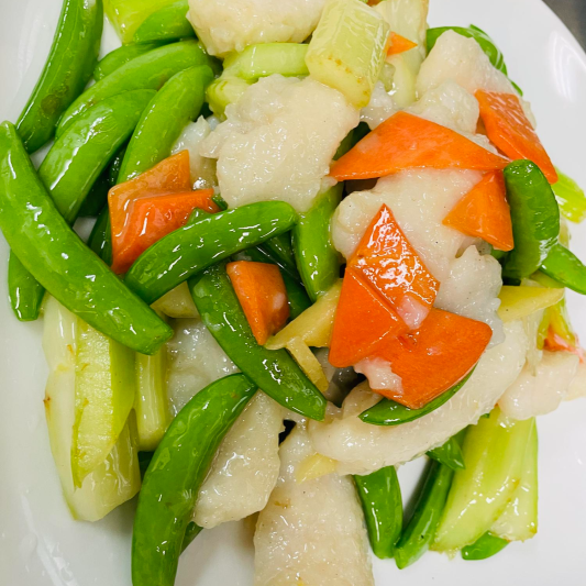 Stir-Fried Fish Fillet with Seasonal Vegetables 翡翠鱼柳