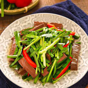 Fried Duck Blood with Chives
