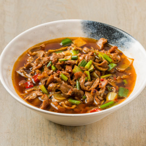 Spicy Chicken Gizzards in Rice Noodles with Soup / 小炒鸡杂汤粉 