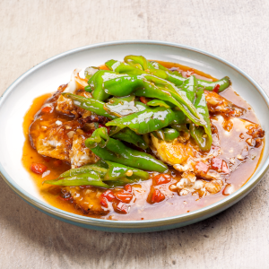 C37. Friend Hot Green Pepper with Eggs / 虎皮尖椒爆蛋 