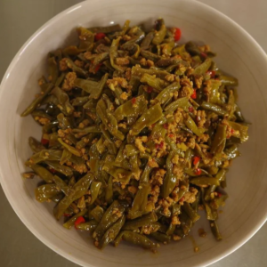 C5. Saut&eacute;ed Pickled Beans with Minced Pork / 酸豆角炒肉末 