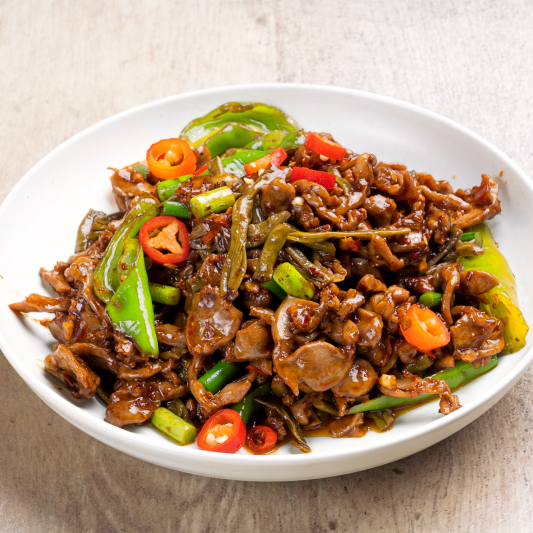 Saut&eacute;ed Pickled Beans with Chicken Gizzards / 鸡杂酸豆角 