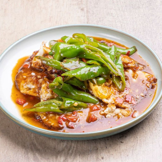 C37. Fried Hot Green Pepper with Eggs 虎皮尖椒爆蛋