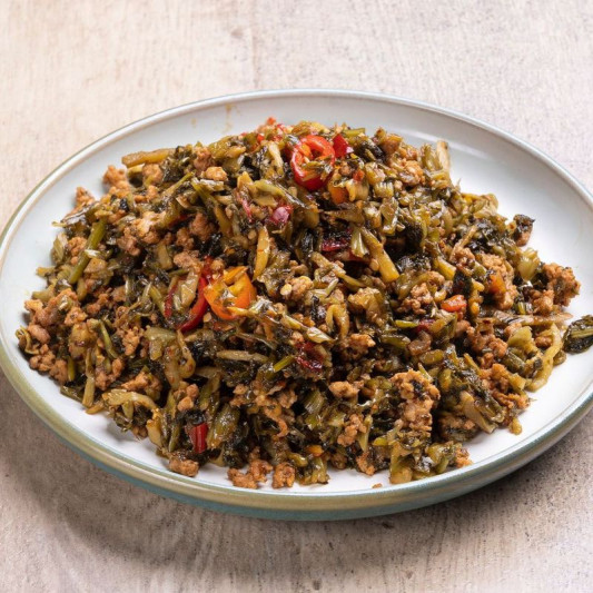 Saut&eacute;ed Shirehong with Minced Pork 肉末雪里红